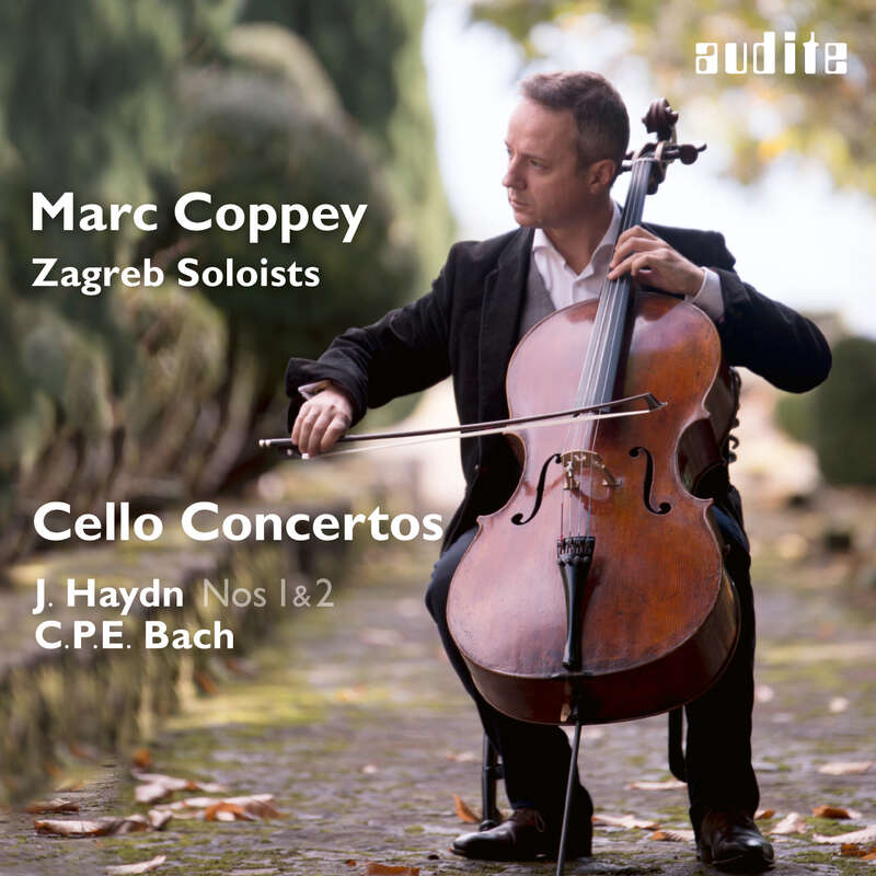 Cover: Marc Coppey & The Zagreb Soloists: Cello Concertos by J. Haydn and C. P. E. Bach
